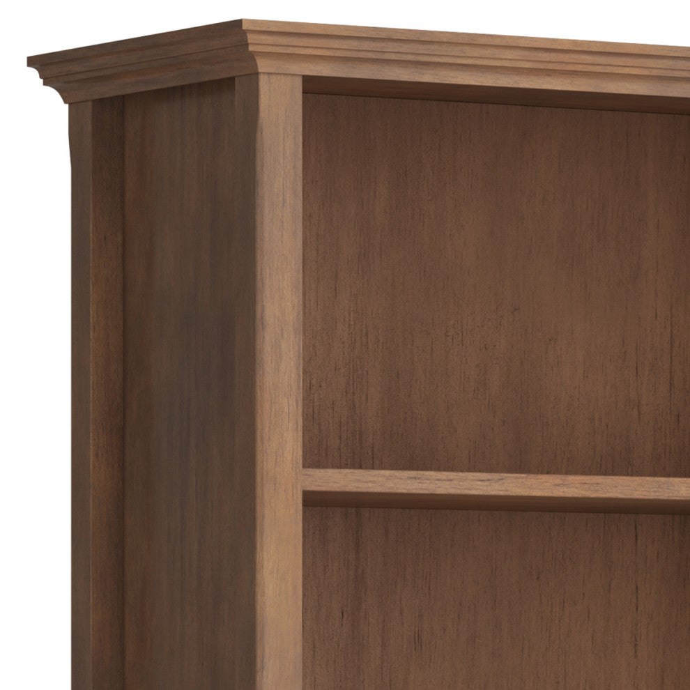 Amherst SOLID WOOD 5 Shelf Bookcase, Rustic Natural Aged Brown