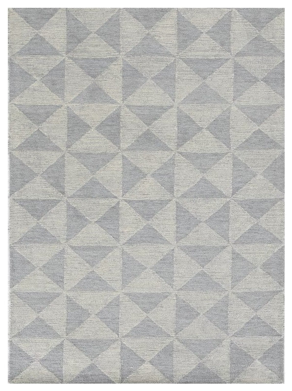 7'x10' Gray and Light Gray Wool Geometric Hand Tufted Area Rug