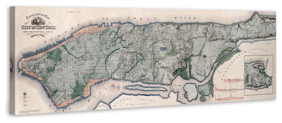 "Panorama Plan" Painting Print on Wrapped Canvas, 15x5