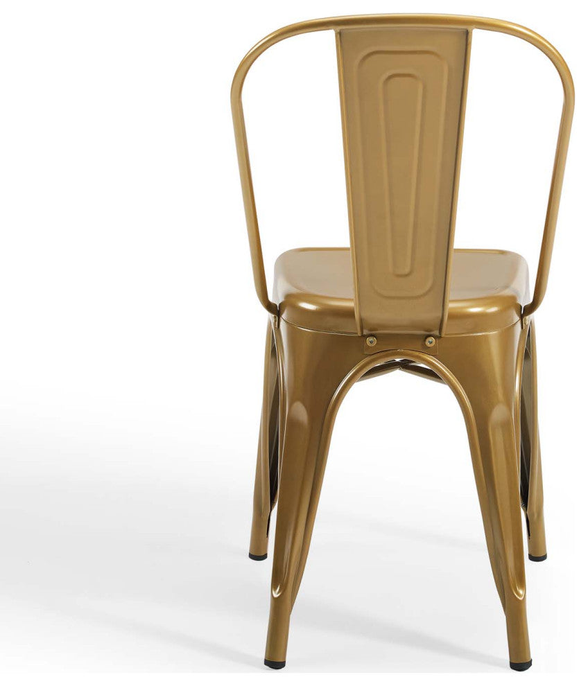 Side Dining Chair, Set of 2, Metal, Gold, Modern, Bistro Restaurant Hospitality