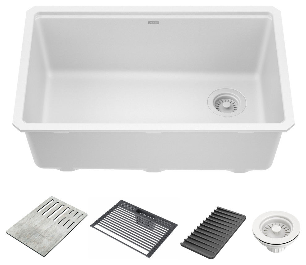 Delta 75B933-30S Everest 30"? Workstation Kitchen Sink Undermount - White