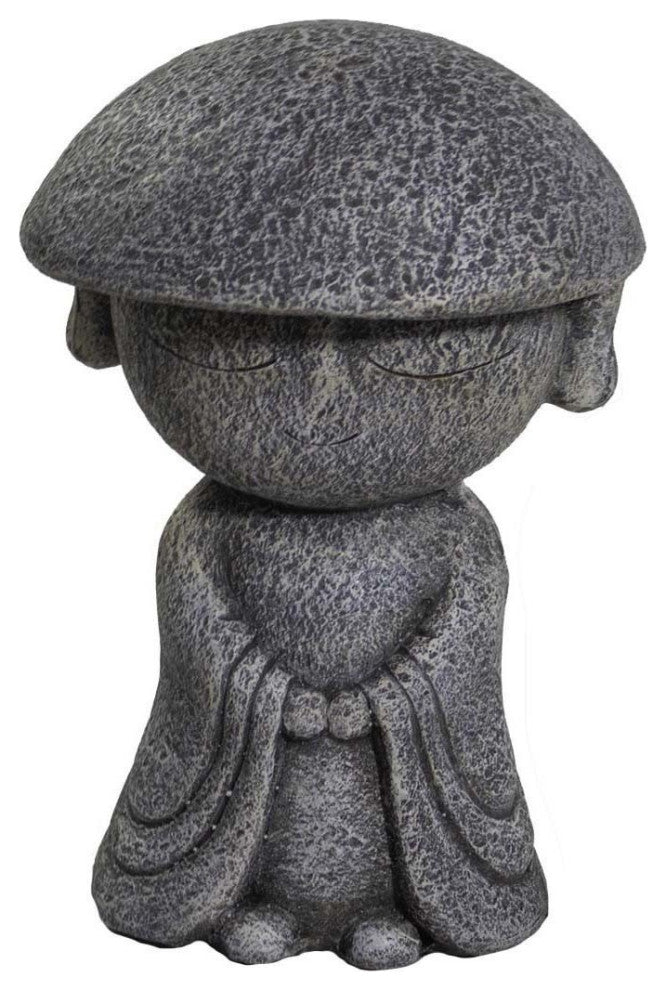 14" Gray Hatted Monk Indoor Outdoor Statue