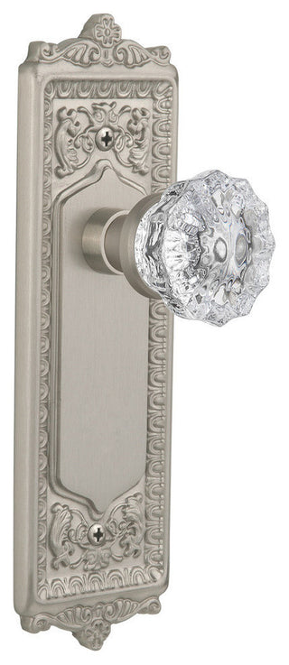 Double Egg & Dart Plate With Crystal Knob, Satin Nickel