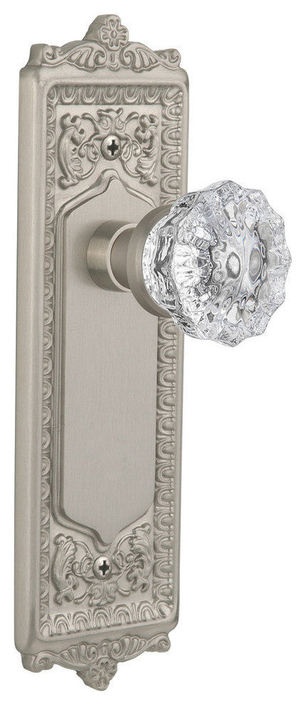 Double Egg & Dart Plate With Crystal Knob, Satin Nickel