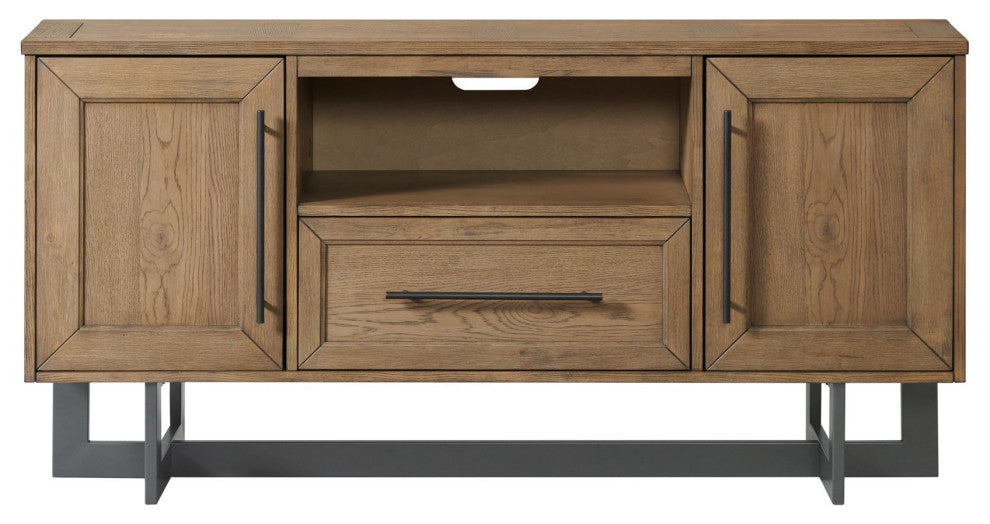 Eden 60" Wide Media Console With Open Center Drawer, Rustic Dune