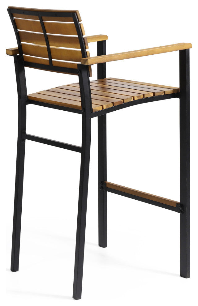 Davian Industrial Acacia Wood Barstool, Set of 4