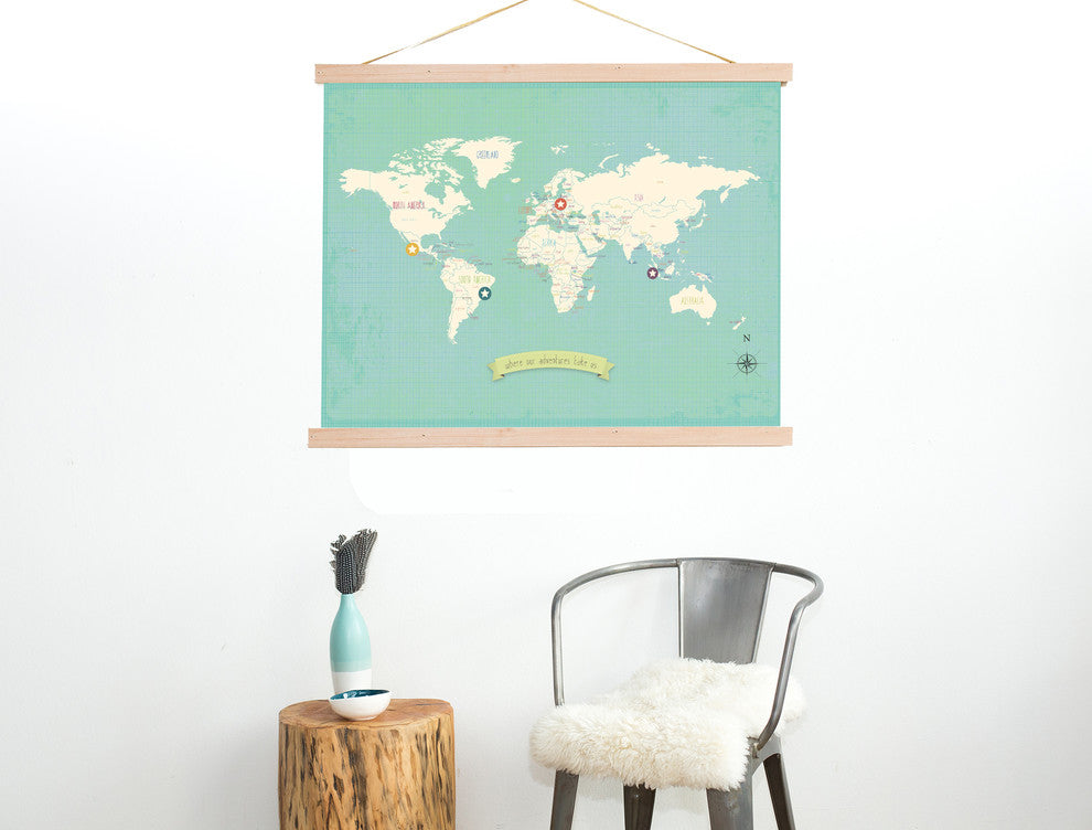 My Travel's Personalized World Map 24x18 Wall Art Poster