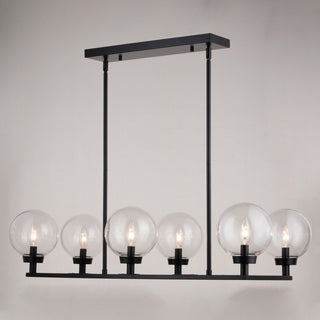 Lander 35" 6 Light Linear Chandelier Matte Black
