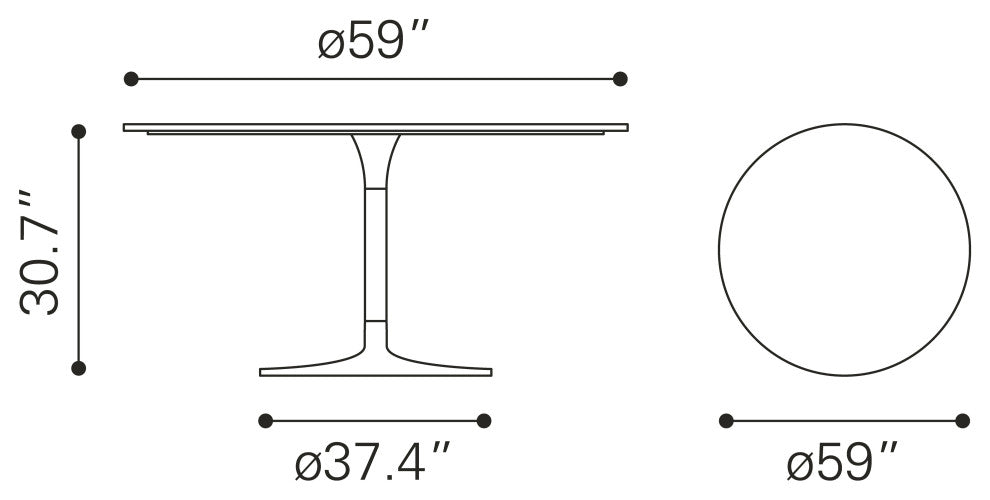 Metropolis Dining Table 60" Black