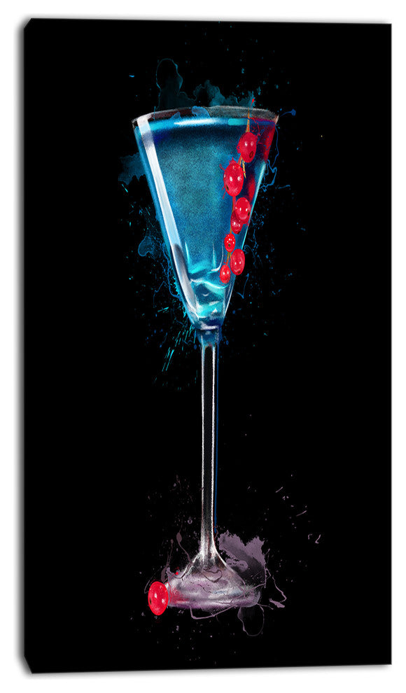 Cocktail Margarita with Berries, Modern Canvas Wall Art, 16"x32"