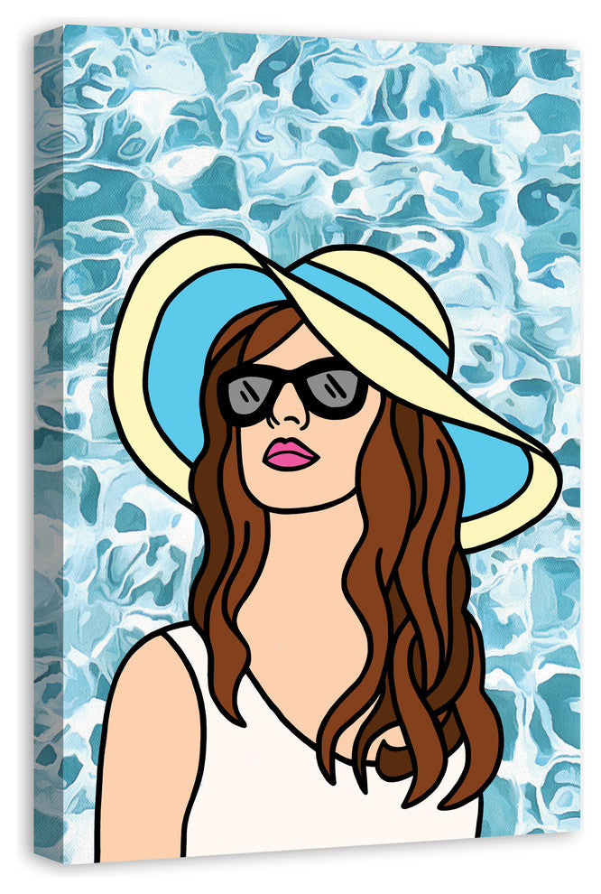 Poolside Woman 24x36 Canvas Wall Art