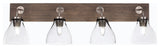 Oxbridge Bath Bar, Graphite & Painted Distressed Metal, 6.25" Clear Bubble Glass