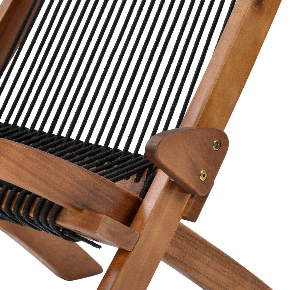 Outdoor Patio Folding Roping Wood Chair