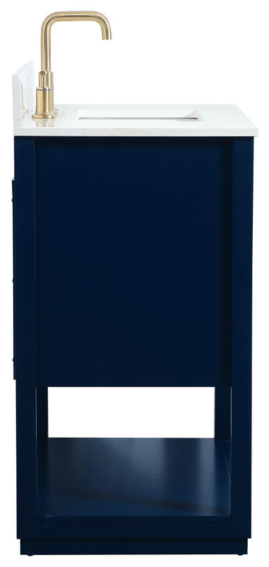 30" Single Bathroom Vanity, Blue, With Backsplash
