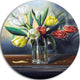 Red White Yellow Tulips, Floral Painting Disc Metal Artwork, 11"
