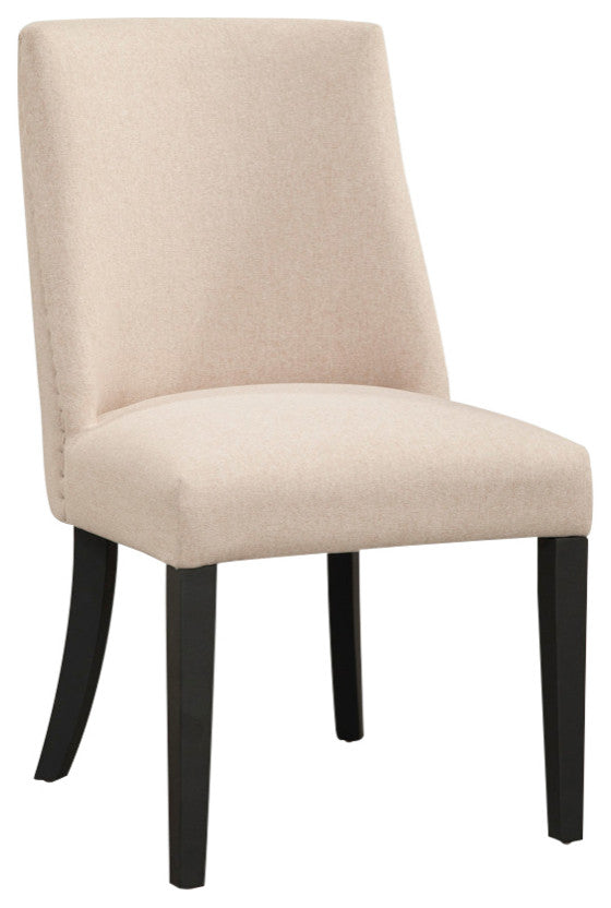 Live Edge Set of 2 Upholstered Parson Chairs, Cream/Black