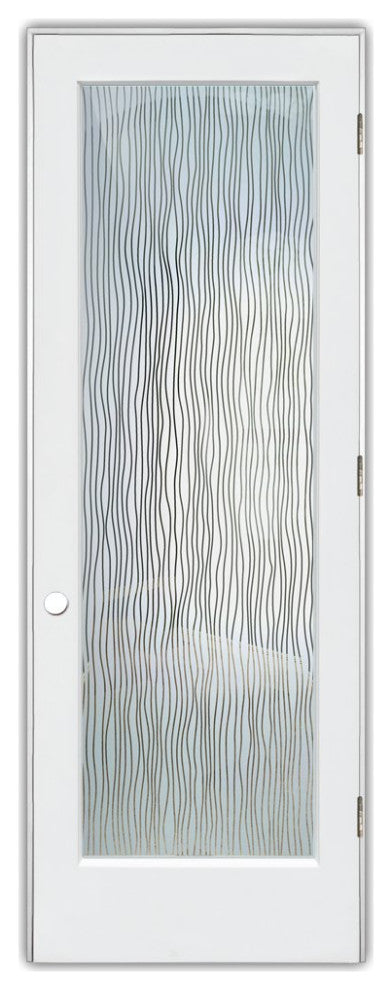 Interior Prehung Door or Interior Slab Door - Water Trails - Primed - 28" x...