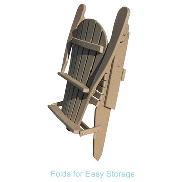 Phat Tommy Folding Adirondack Chair - Poly Outdoor Furniture, Weatherwood