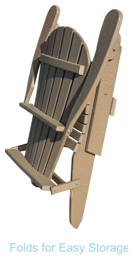 Phat Tommy Folding Adirondack Chair - Poly Outdoor Furniture, Weatherwood