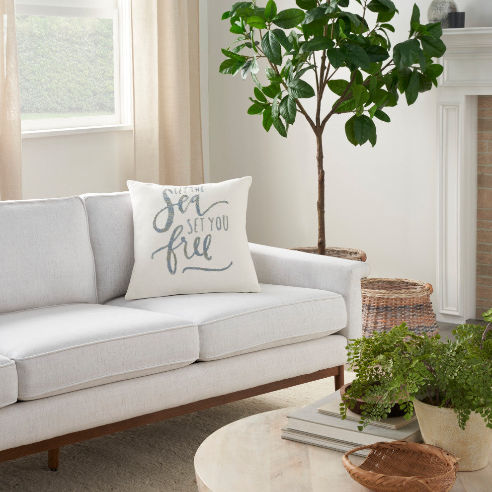 Nourison Home 18" x 18" Mina Victory Cover Sea Set Free White Pillow Covers