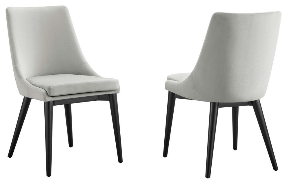 Viscount Accent Performance Velvet Dining Chairs, Set of 2, Light Gray