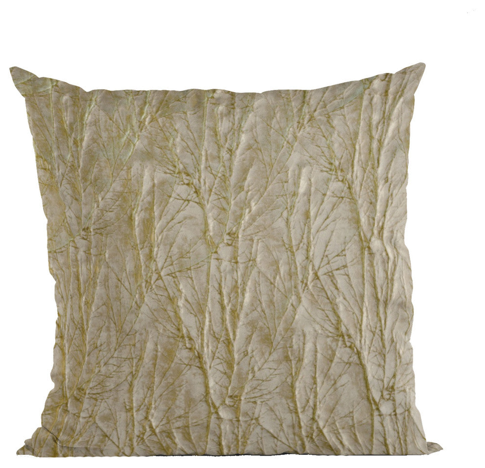 Golden Yarns Shiny Fabric With Twig Pattern Luxury Throw Pillow, 16"x16"