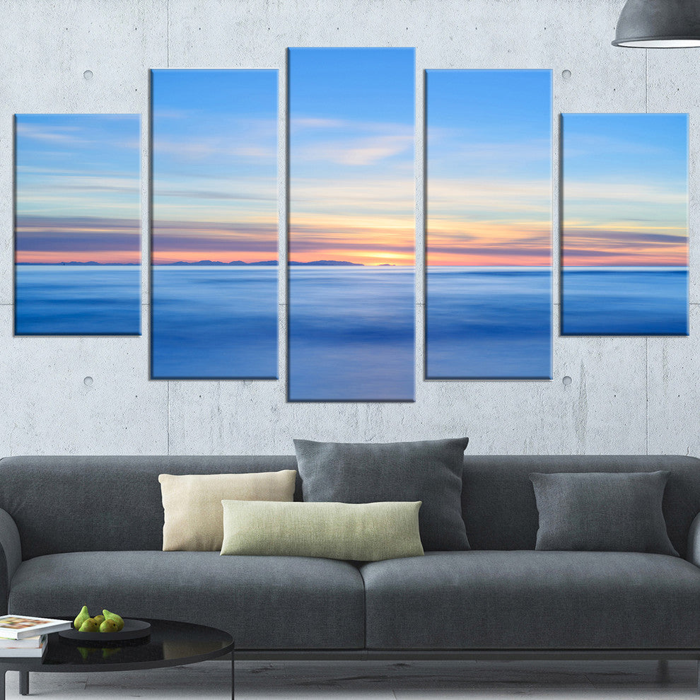 "Corsica Island Sunset View Italy" Seashore Wall Art, 5 Panels, 60"x32"
