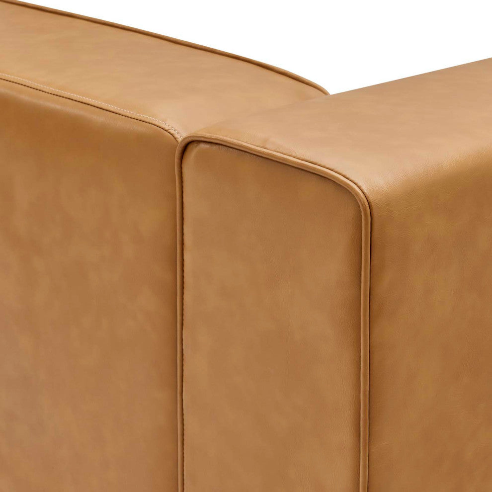 Mingle Vegan Leather 5-Piece Sectional Sofa, Tan