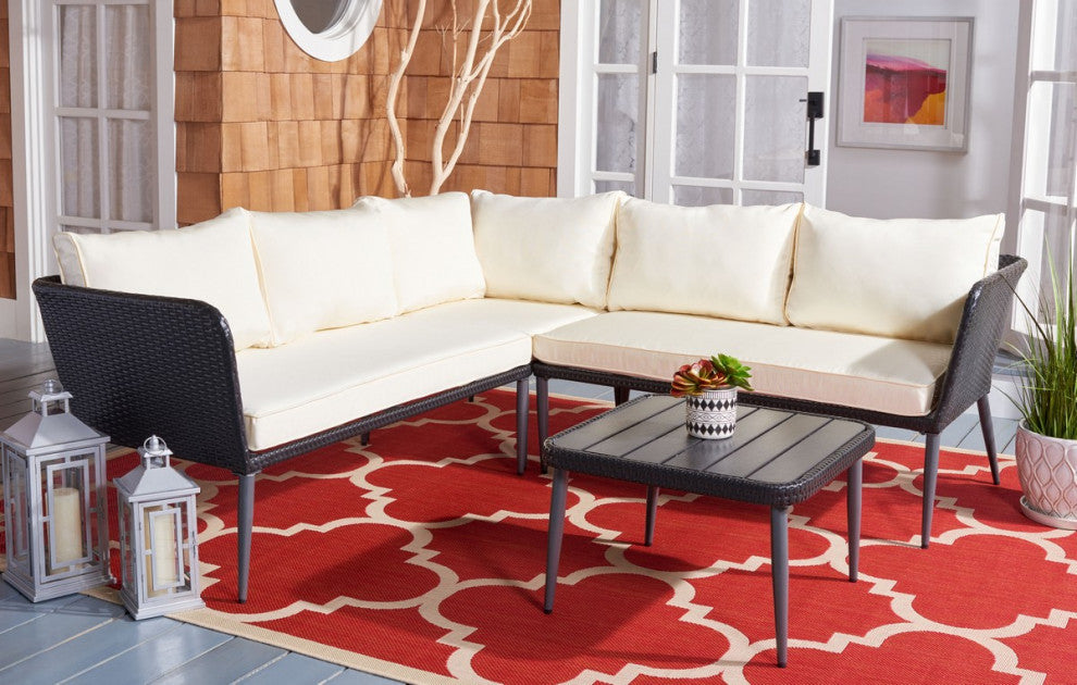 Safavieh Serson 4 Piece Sofa Set, Black/Beige