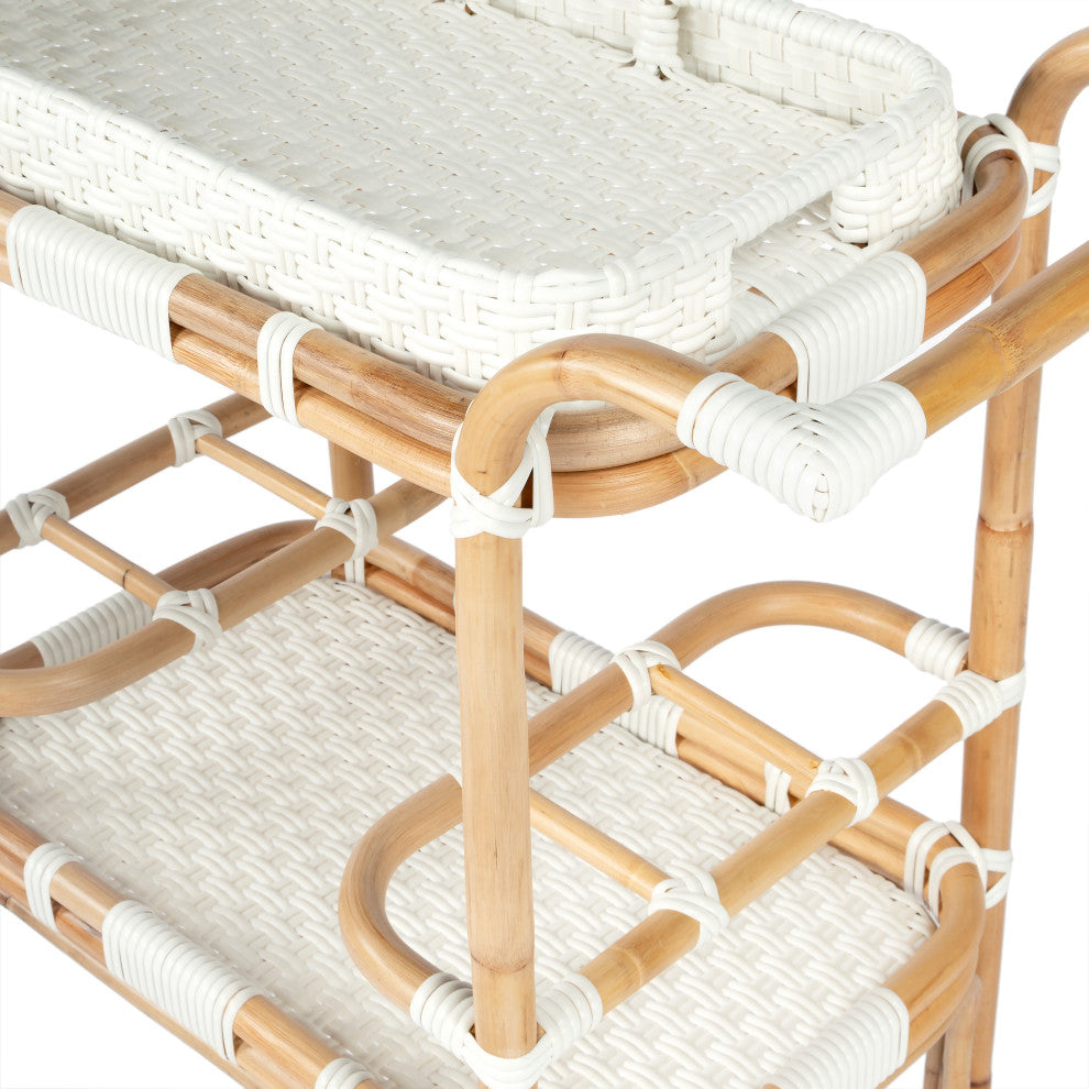 Butler Selena White Rattan Bar Cart