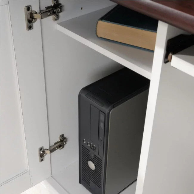 Classic Desk, Rectangular Top With Storage Drawers & Pull Handles, Black/White