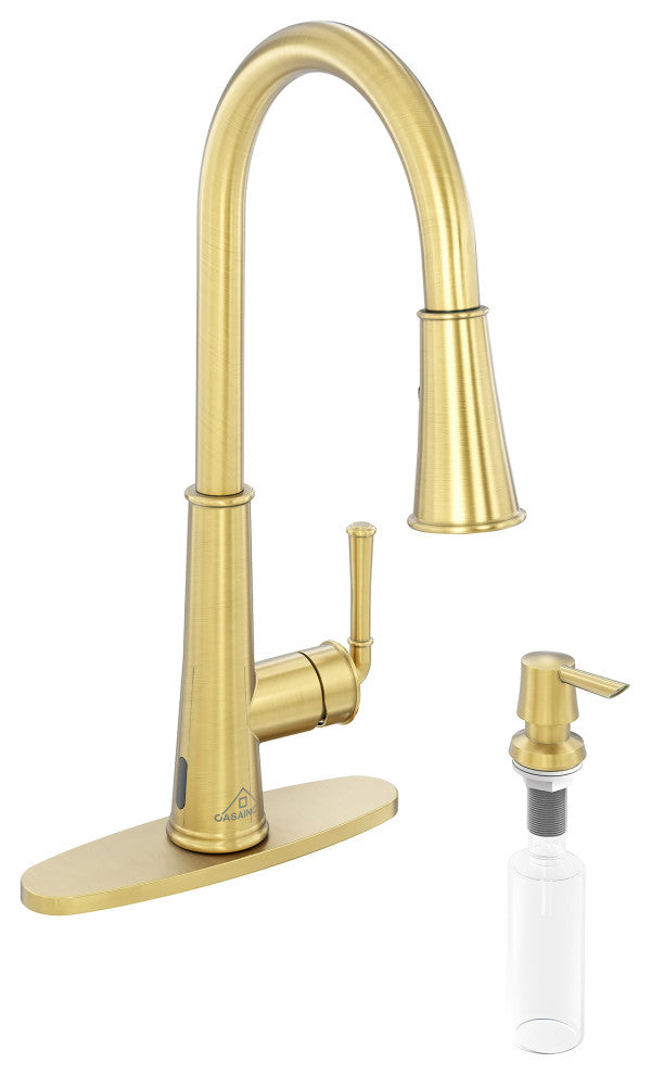 Single-Handle Pull Down Sprayer Kitchen Faucet with Touchless Sensor, Brushed Gold