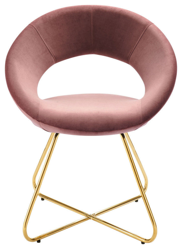 Side Dining Chair, Set of 2, Pink Gold, Velvet, Modern, Cafe Bistro Hospitality
