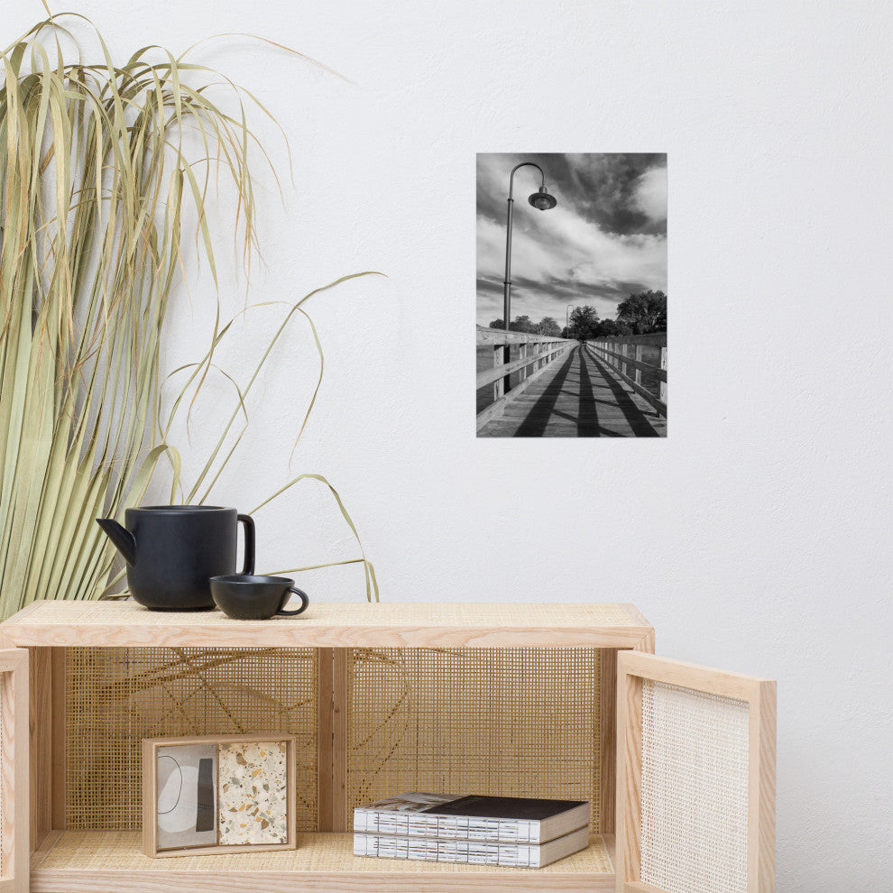 Follow the Lines Black & White Landscape Photo Unframed Wall Art Print, 12" X 18"