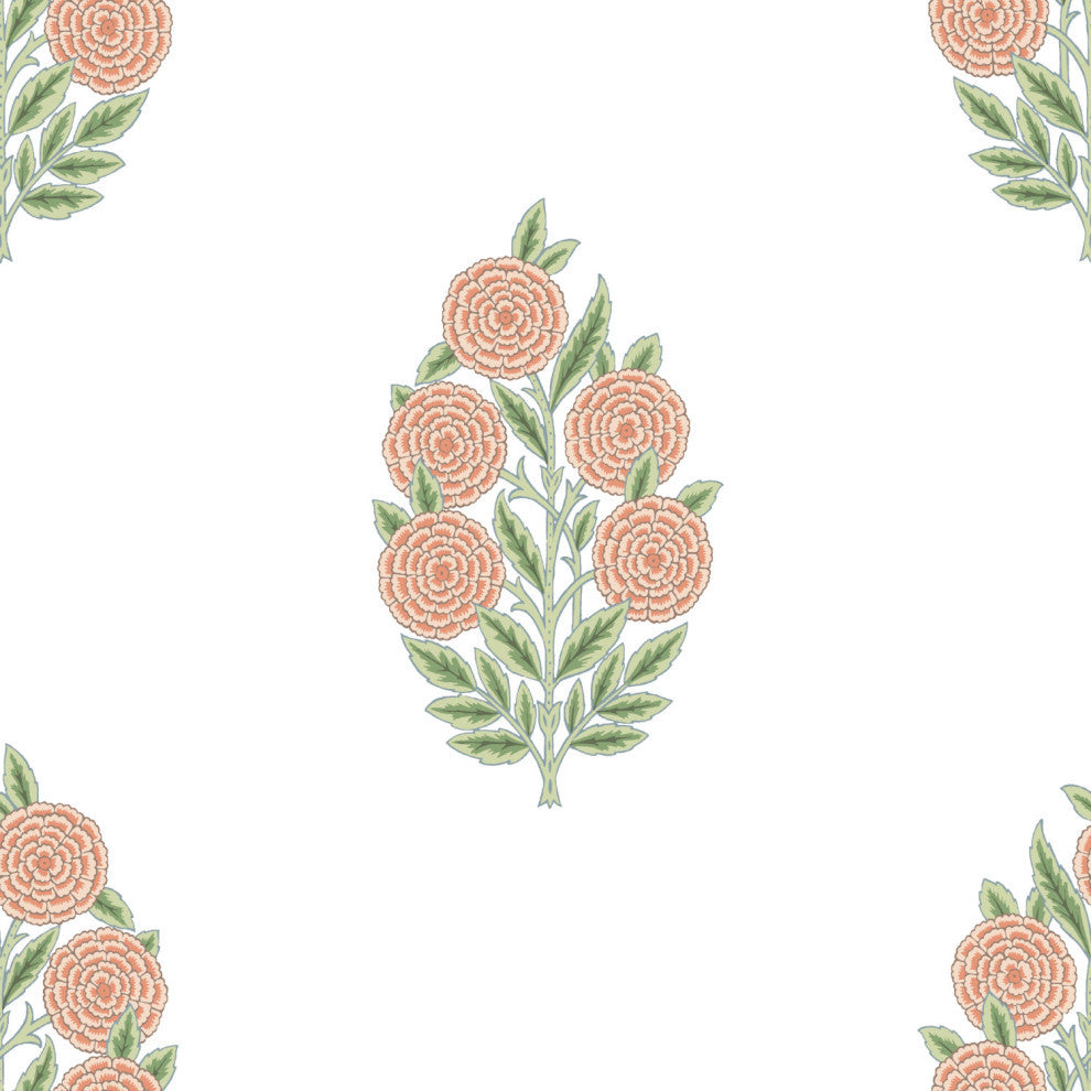 Coral Dutch Floral Peel and Stick Wallpaper Pink By Roommates