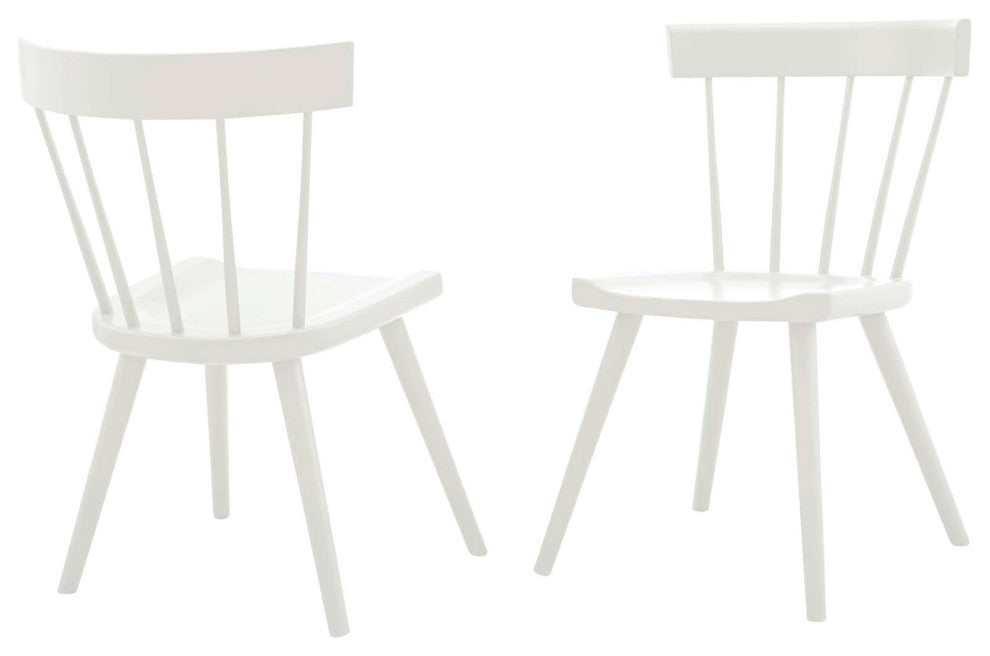 Side Dining Chair, Set of 2, White, Wood, Modern, Cafe Bistro Hospitality