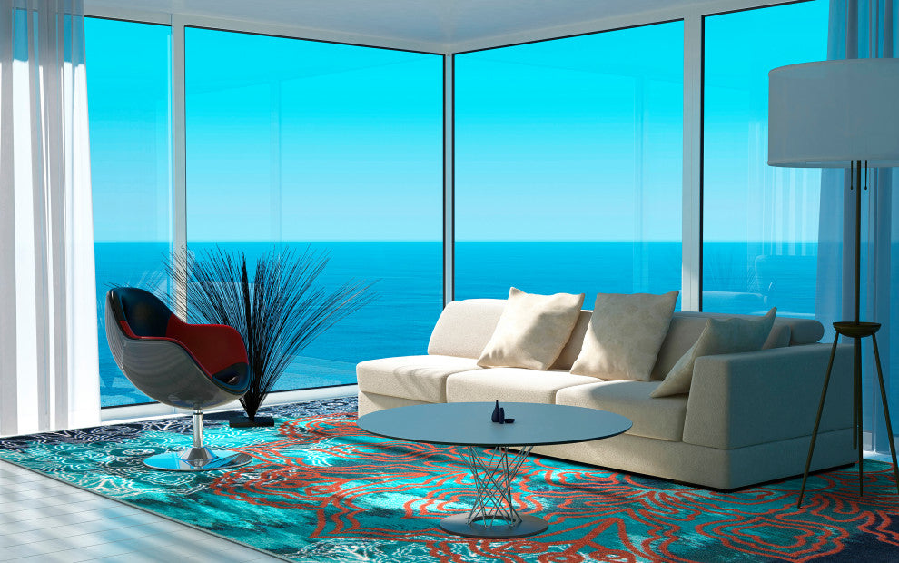 Romani 3'10" x 5'4" area rug in color Riviera