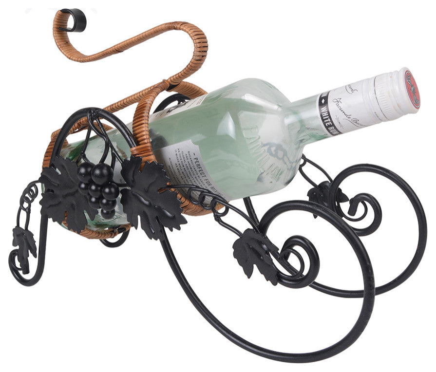 On the Vine Embellished Metal Carriage Wine Holder