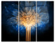 "Fractal 3-D Blue Dragon Flower" Metal Wall Art, 3 Panels, 36"x28"