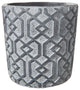 Cement Pot Embossed Interlocking Shapes Design Washed Gray Finish, Large