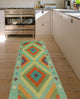 Sangat Kilim Radburn Light Green/Gold Runner, 2'7x7'10
