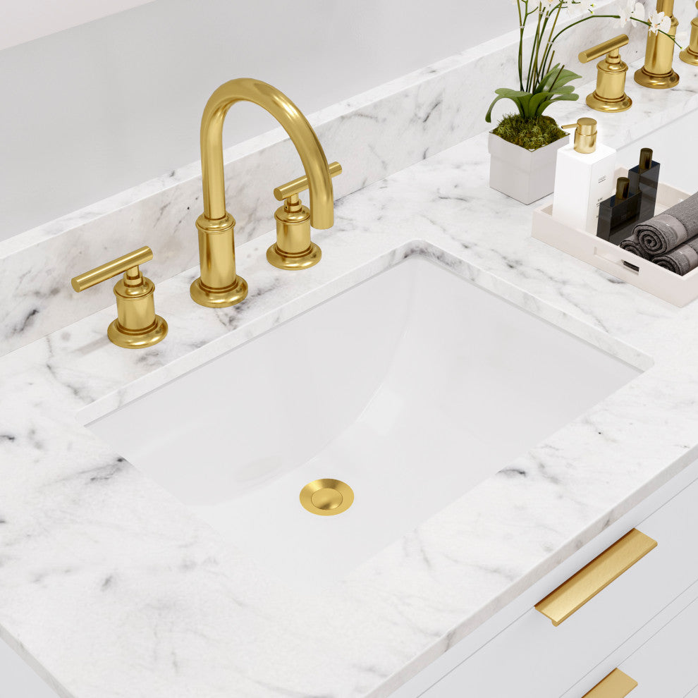 Bristol 60" Marble Countertop Vanity, White With Gooseneck Faucet