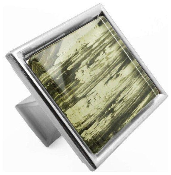Hand Brushed Safari Strokes Crystal Glass Brushed Nickel Madison Classic Knob
