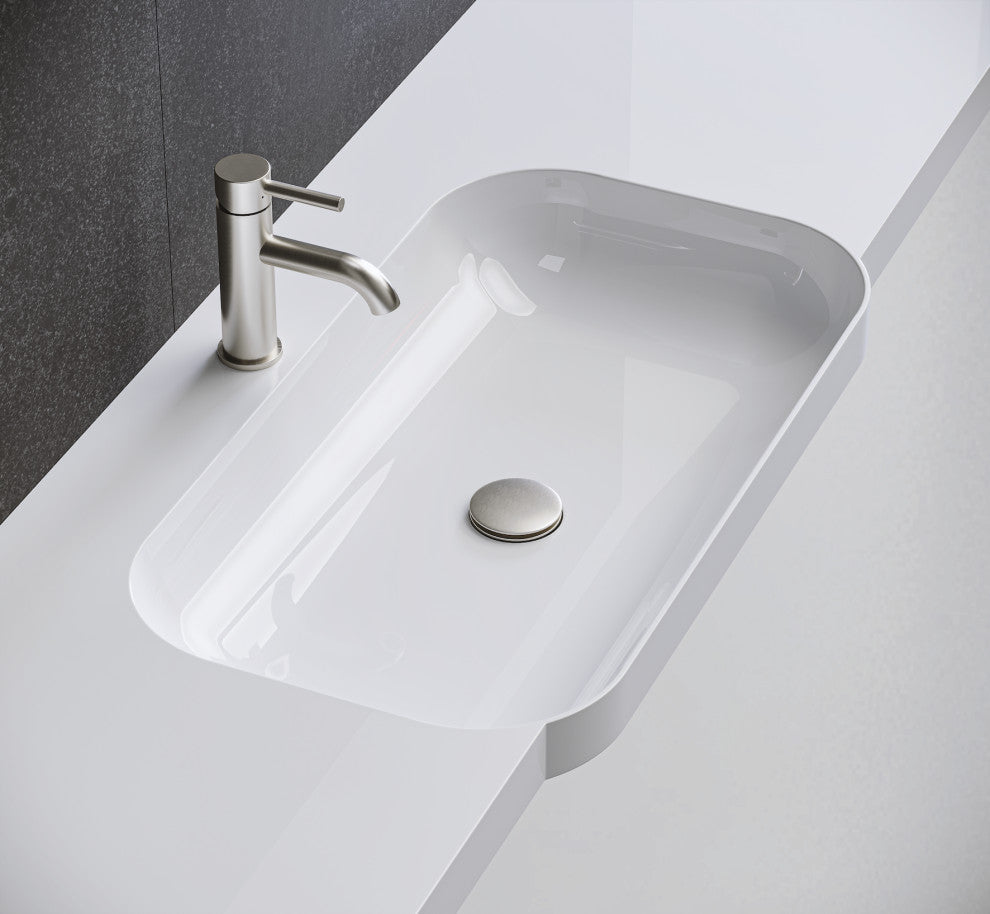 HEATGENE Bathroom Sink Drain, Pop Up Drain, Brushed Nickel, Without Overflow