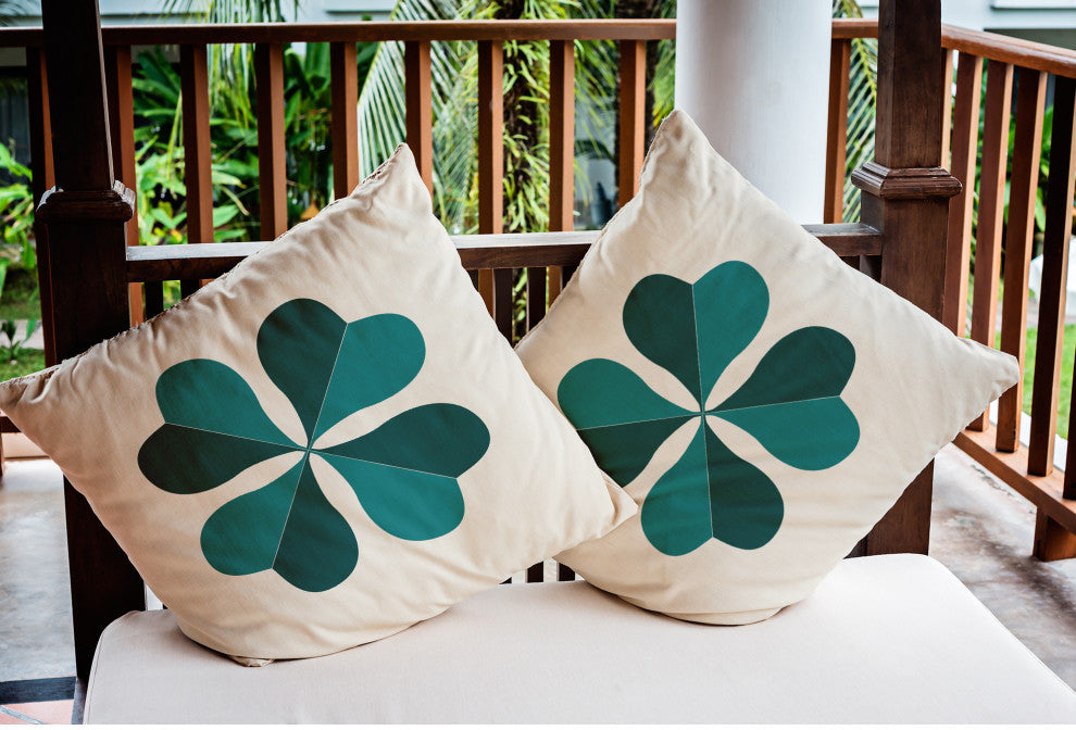 Lucky Clover St. Patrick's Day Indoor/Outdoor Pillow, Ocean Abyss Green, 18x18"