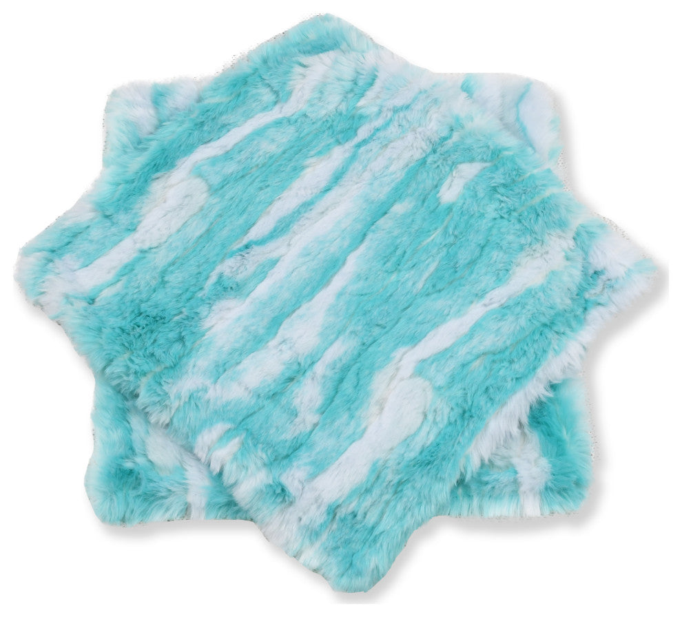 Jacquard Faux Fur Pillow Covers Set of 2, Blue Turquoise, 26'' x 26''