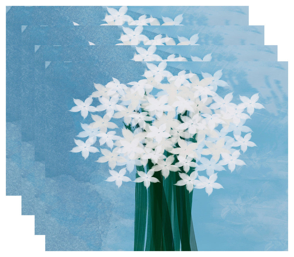 Paperwhites, Floral Print Placemat, Light Blue (Set of 4), 18 x 14"