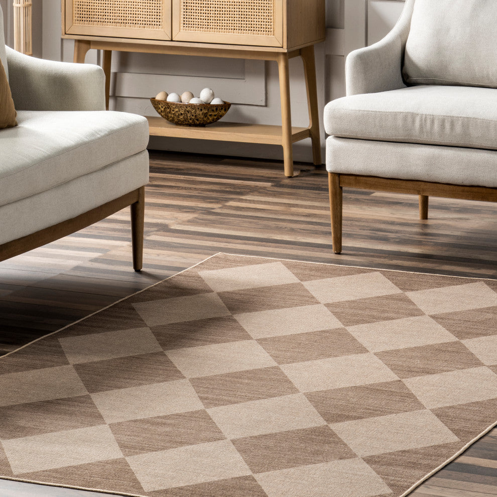 Nuloom Abi Checkered Easy-Jute Washable Rug, Natural 3' x 5'