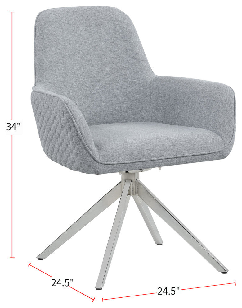 Upholstered Armchair with Chrome Base, Gray
