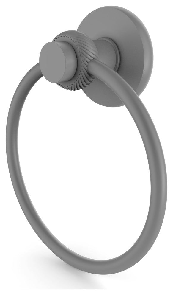 Mercury Towel Ring with Twist Accent, Matte Gray